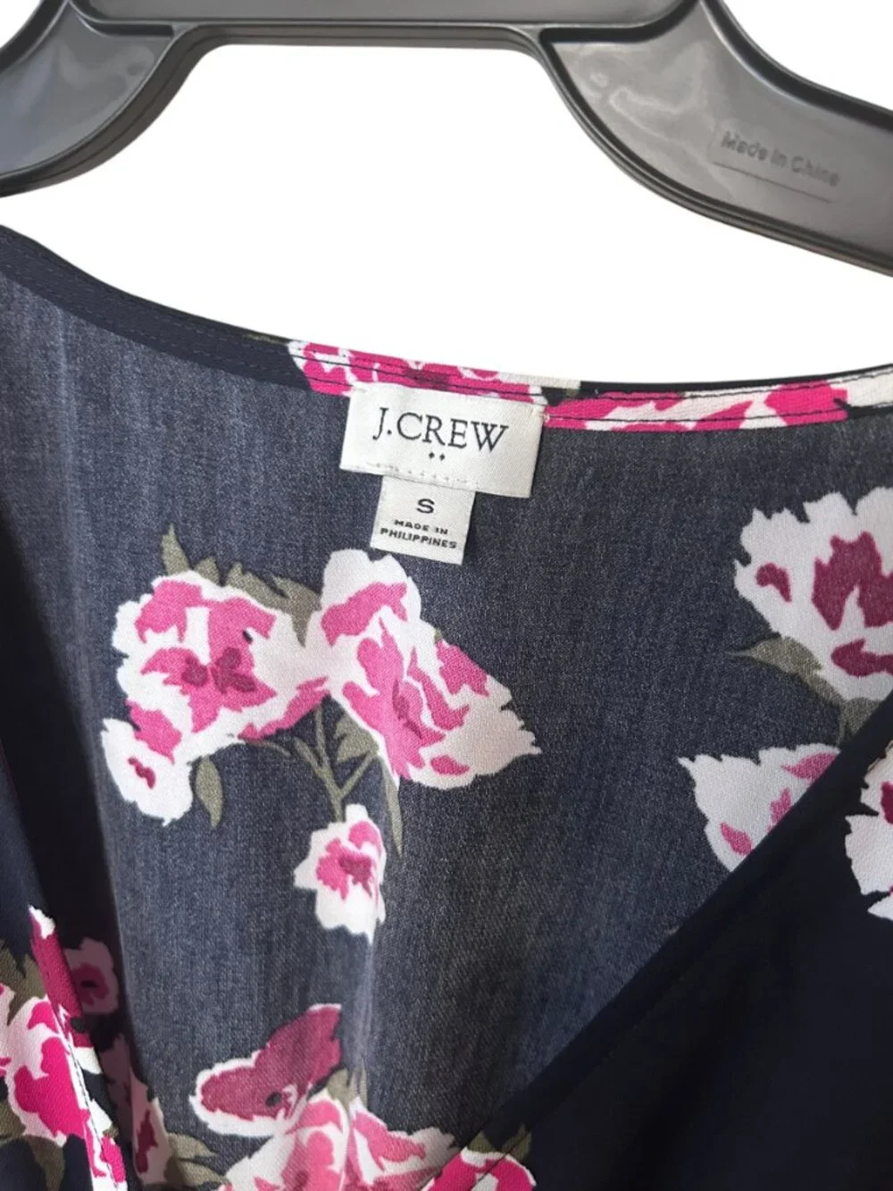 J. Crew Black Pink Floral Flutter Sleeve Ruffle Hem Dress Size S